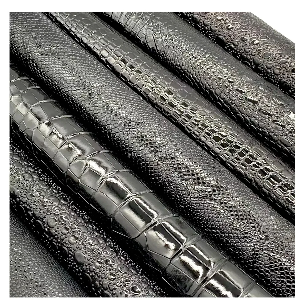 Black artificial PVC fabric roll synthetic leather embossed