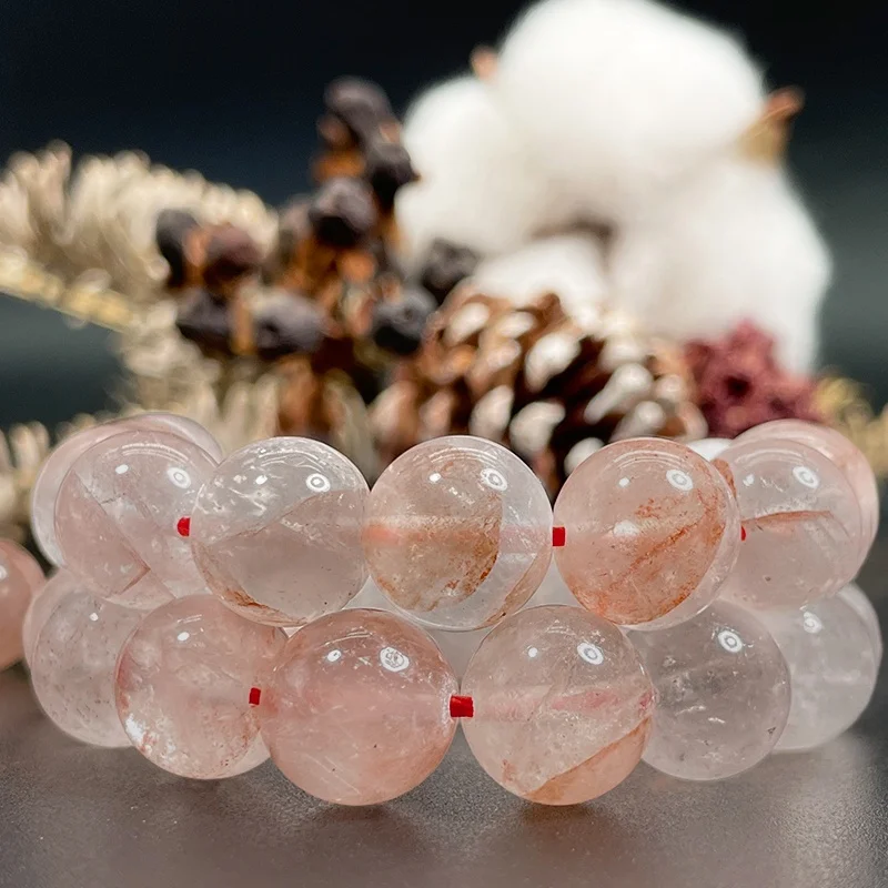 Natural Stone Beads Hematoid Quartz Red Tangerine Quartz Smooth Round Loose Beads for Jewelry Making