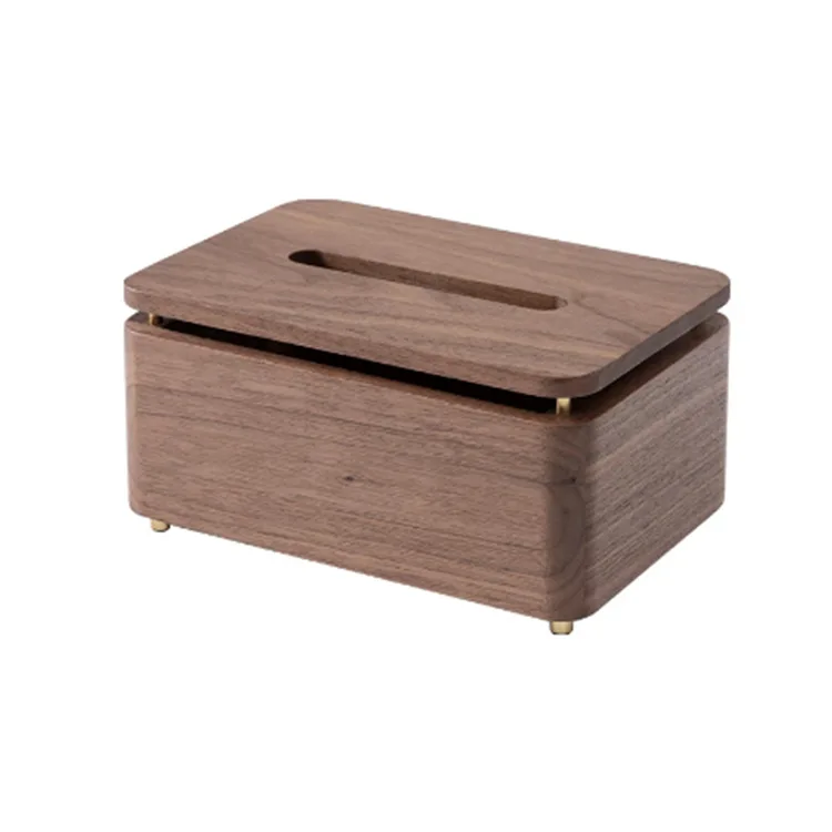 Solid wood desktop decorative  tissue box home living room paper towel draw wooden box black walnut drawer napkin box