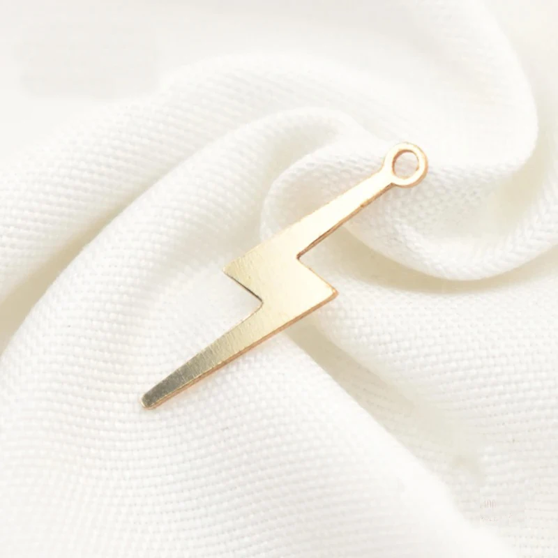 Simple Designed Filigree 14K Gold Filled Lightning Charm Connector 16.5*4mm GF Flash Pendant For DIY Bracelet Necklace Making