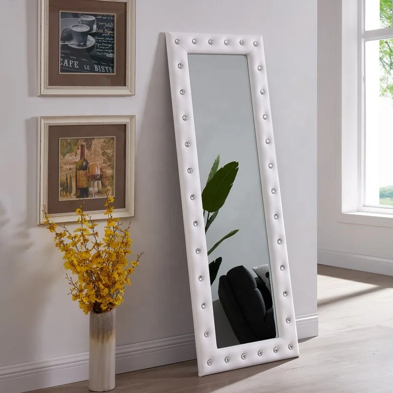 Luxury PU mirror antique standing mirror frame with PU Furniture for Home decorative oversized mirror for wall espejos