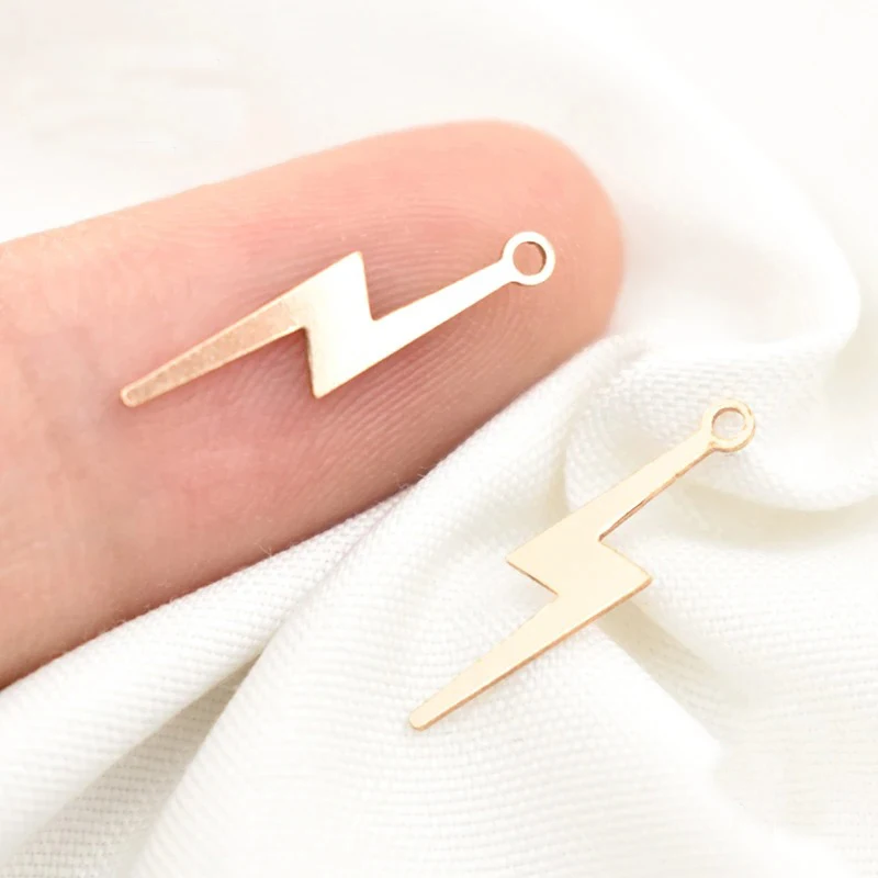 Simple Designed Filigree 14K Gold Filled Lightning Charm Connector 16.5*4mm GF Flash Pendant For DIY Bracelet Necklace Making
