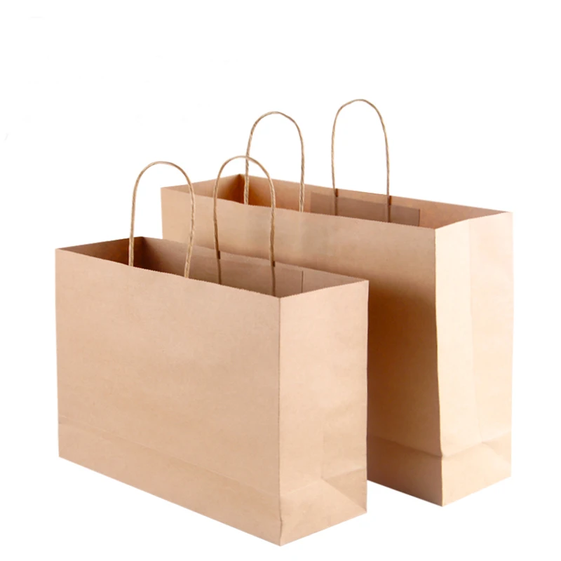 Customize eco-friendly recyclable kraft paper bag packaging shopping with handle