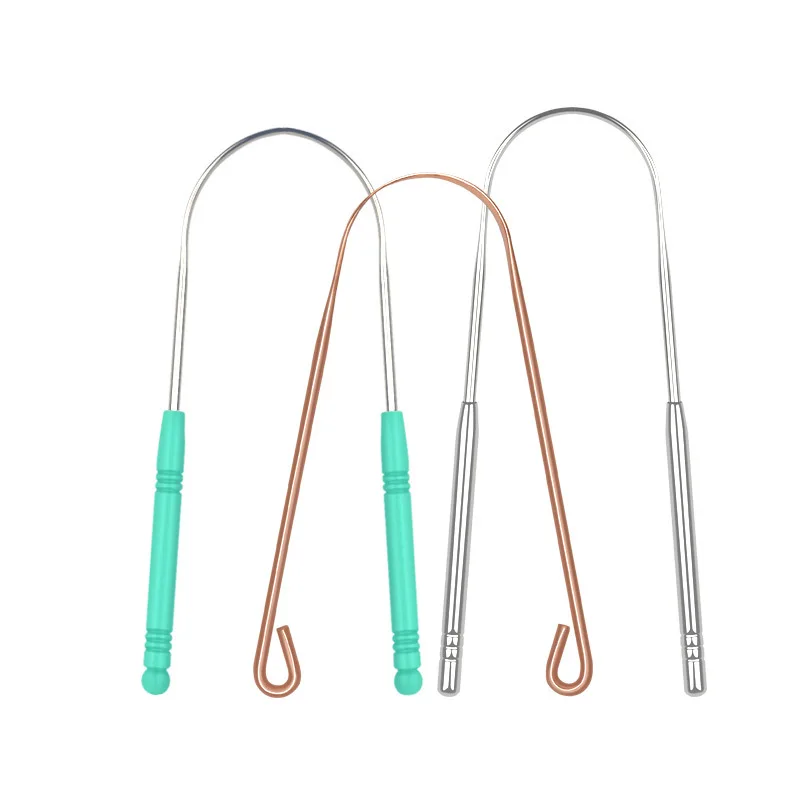 Wholesale Customized Premium U-Shaped Stainless Steel Tongue Scraper Teeth Care Tool Metal Tongue Scraper Kit