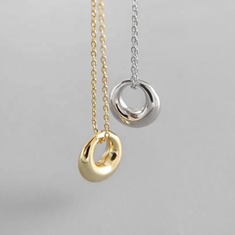 PUSHI 925 silver minimalist jewelry couple best friend pendant necklace choker women jewelry fashion necklaces
