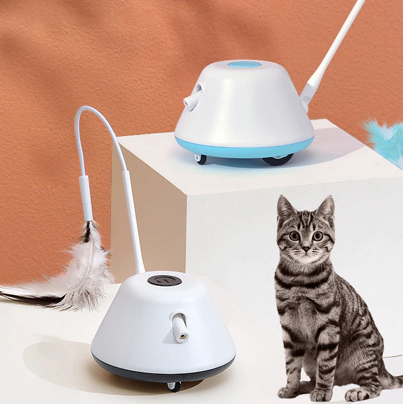Manufactory  Pet Electric Cat Toy Infrared Teasing Stick Feather Fishing Rod Automatic Intelligent Soothing Cat Carousel Cat Toy