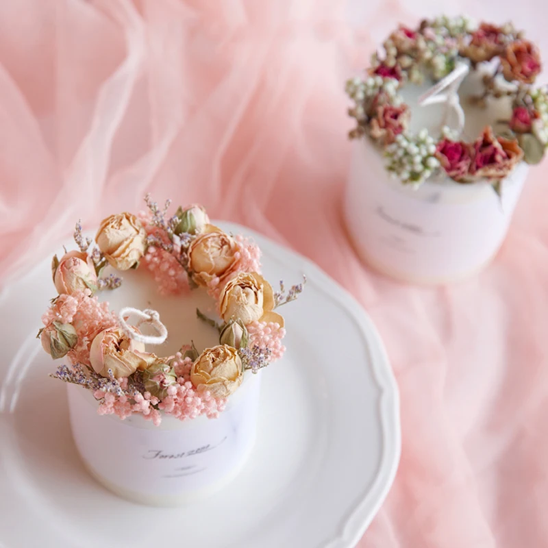 
Classic home decor preserving flower luxury 100% natural soy wax scented candle luxury glass jar 