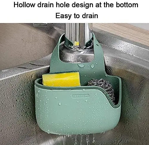 Wholesale Customization Ajustable Sink Caddy Silicone Sponge Holder with Drain Holes