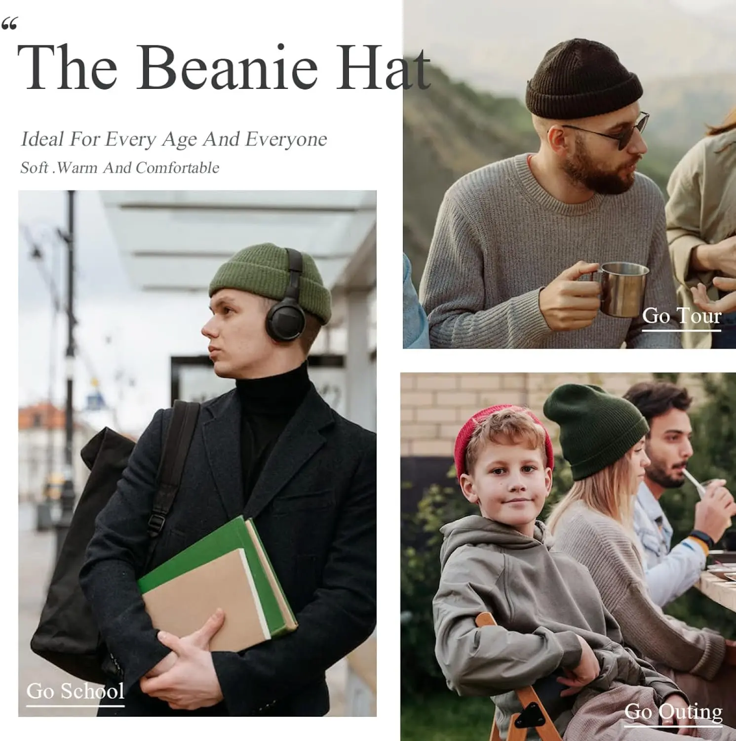 Custom Knitted Beanie Hats with Embroidery Text Logo and Print Image Personalized Design Winter Warm Hat