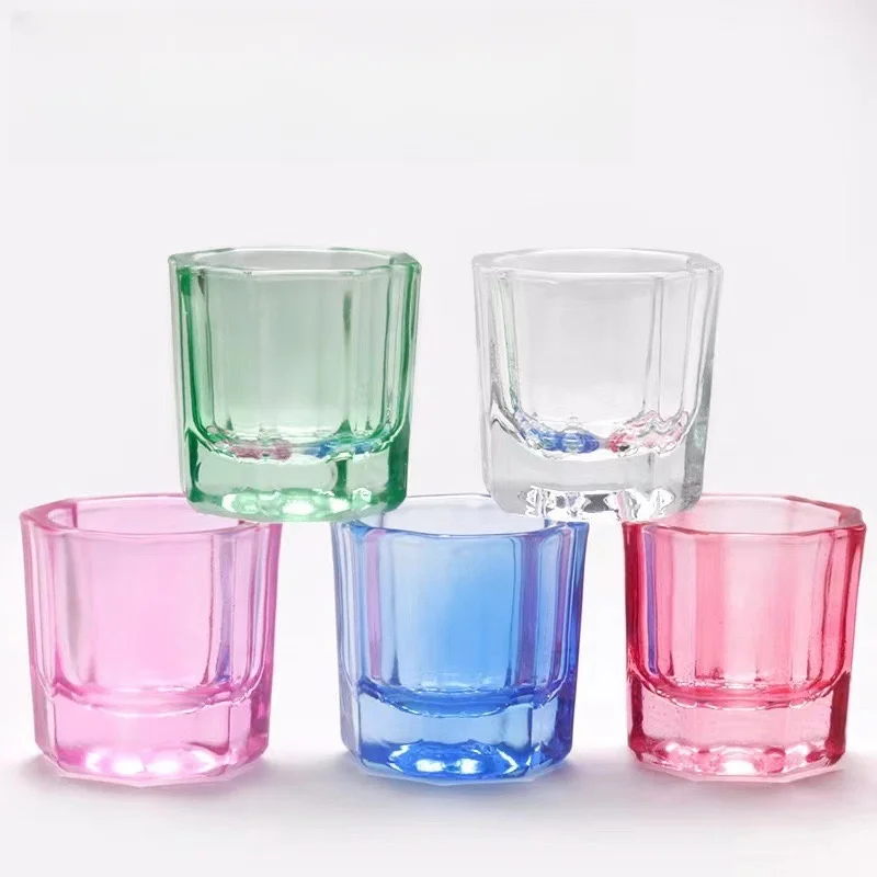 Pink Acrylic Nail Art Dappen Dish Liquid Powder Crystal Glass Storage Jar Lid Empty Monomer Container Tool Nail Supplies