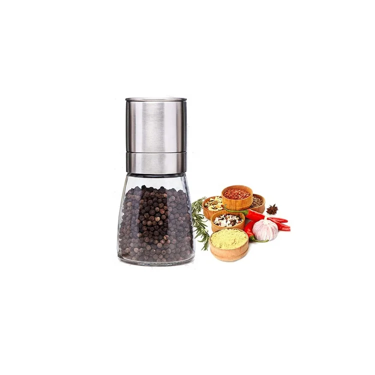 Factory Produced Kitchen Manual Glass Salt and Pepper Grinder Mill