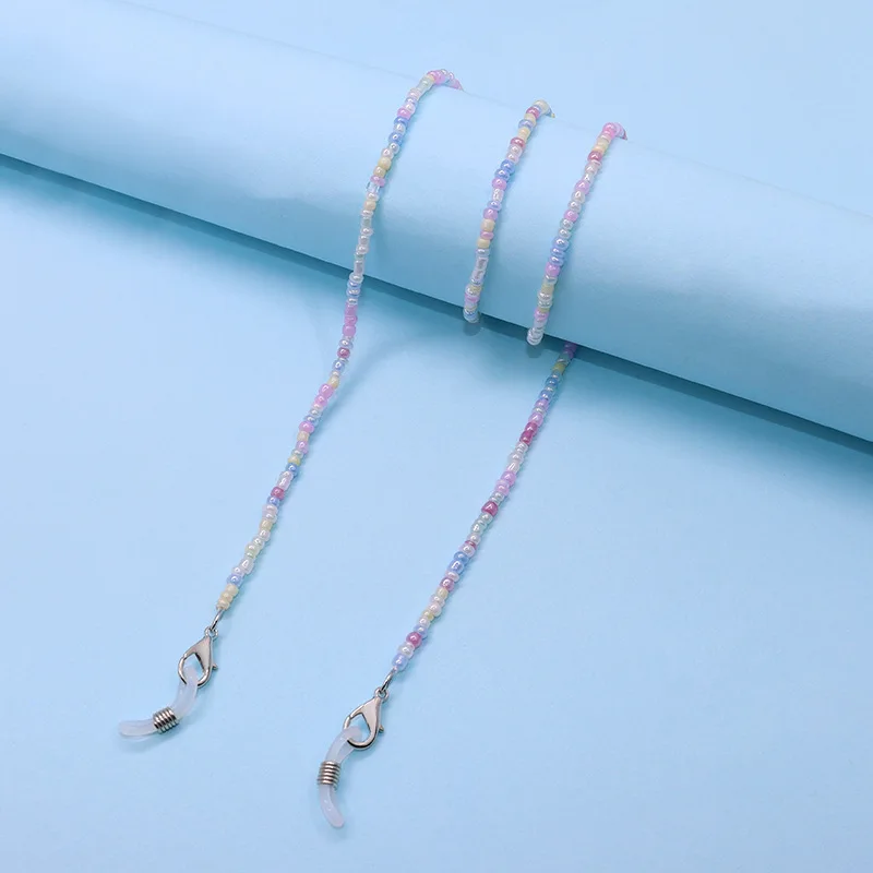 Персонализированные бусины из полимерной глины ручной работы, изысканные розовые бусины из семян, цепочка, маскировка очков, ловушка для детей