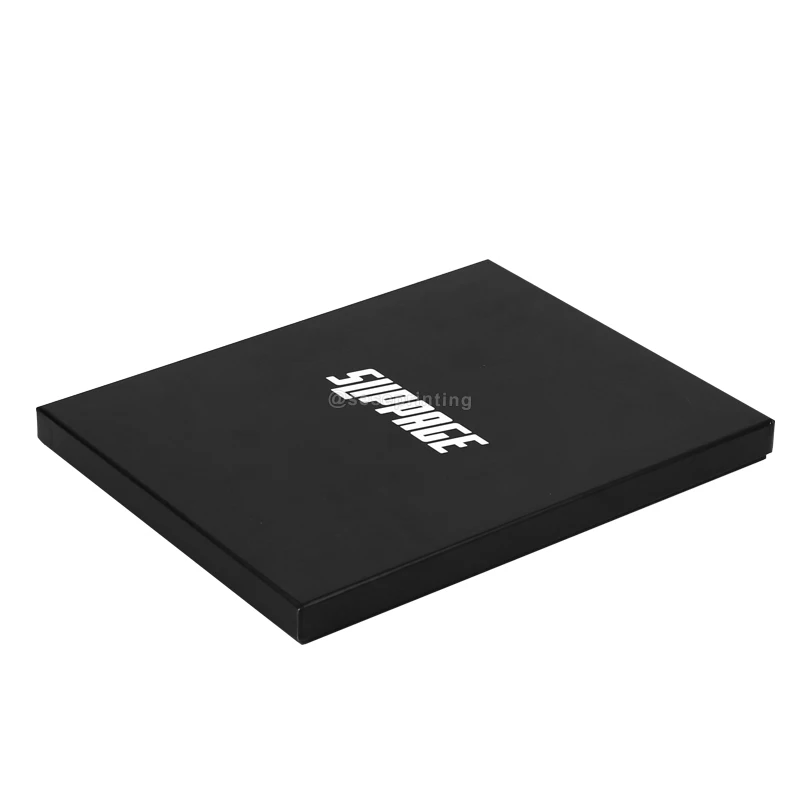 Customized Spot UV Logo Top And Bottom Boxes 2 Pieces Black Cardboard Packaging Box Print Lid And Base Box