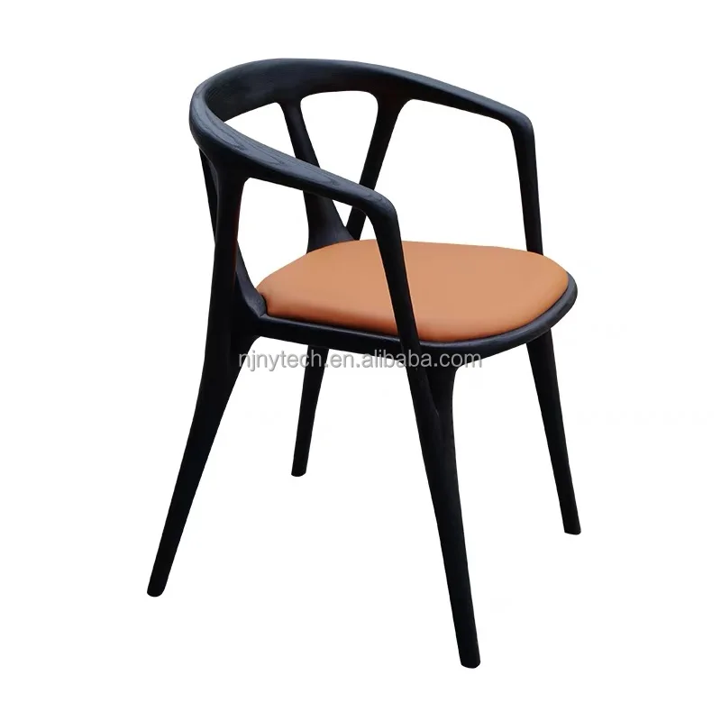 Modern design chair for dining room cafe shop restaurante interiort luxury faux leather wooden dinning chair