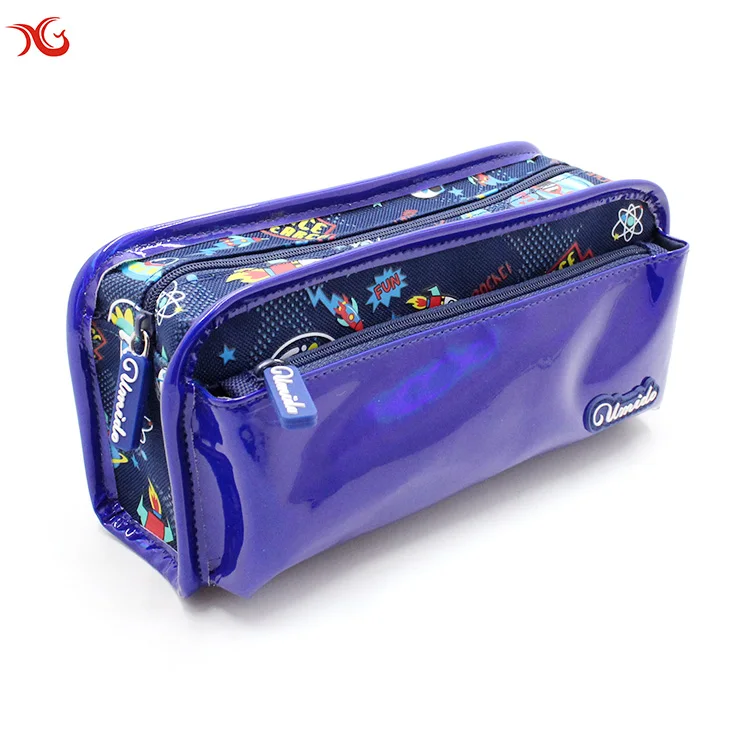 2022 Hot Sale Allover Printing Pattern Double Pocketspencil Case Custom Pvc Pencil Bag Pencil Box Stationery