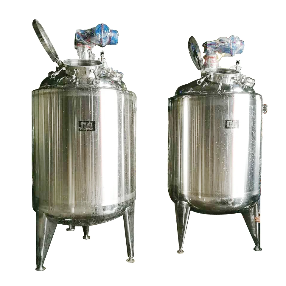 Food grade heating jacketed stainless steel beverage mixing tank with agitator