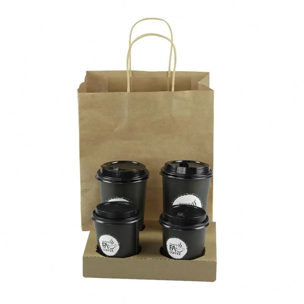 Durable Cardboard Takeaway Coffee Paper Cup Holder Eco-friendly  Disposable Cups & Saucers Stocked