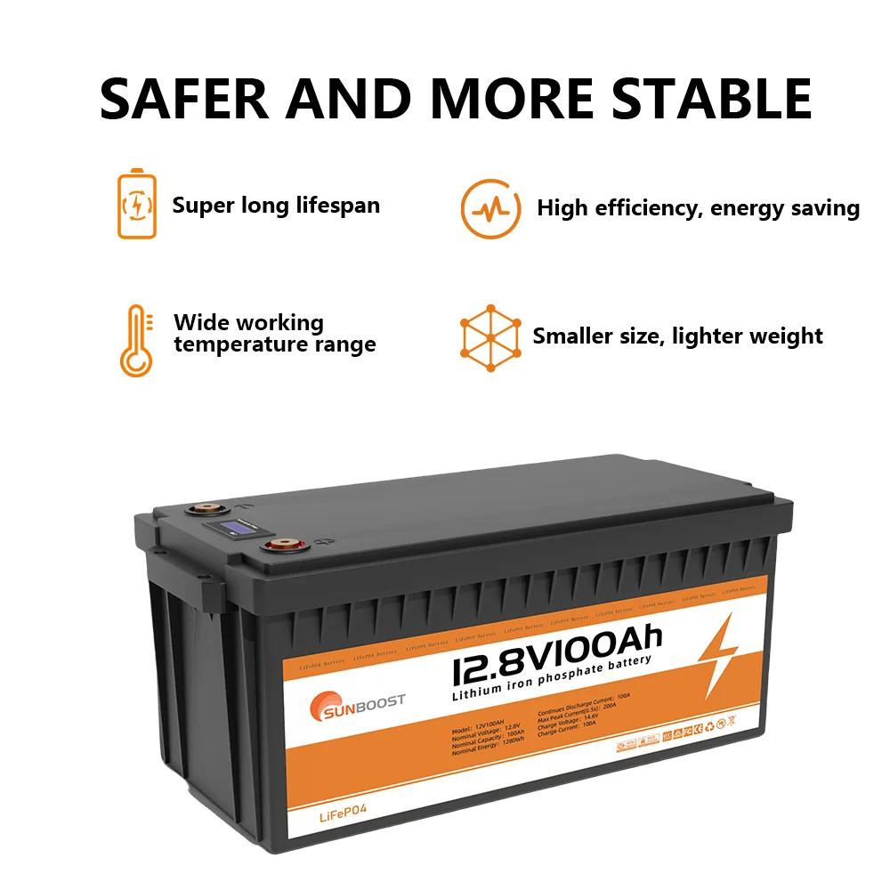 Sunboost 12 8 В 100Ah Lifepo4 аккумулятор 24V 200Ah 150Ah 300Ah литий-ионный для глубокого цикла с Bms