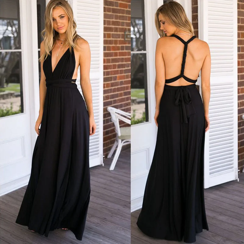 Sexy Women Multiway Wrap Convertible Boho Maxi Club Dress Bandage Long Dress Party Bridesmaids Infinity Robe dress