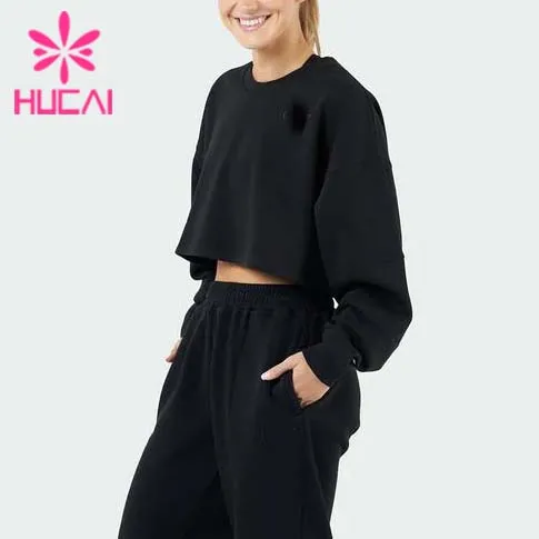 Low MOQ High Quality Garments Workout Clothing Casual Wear Cool Style Breathable Women Long Sleeve Sweatshirt