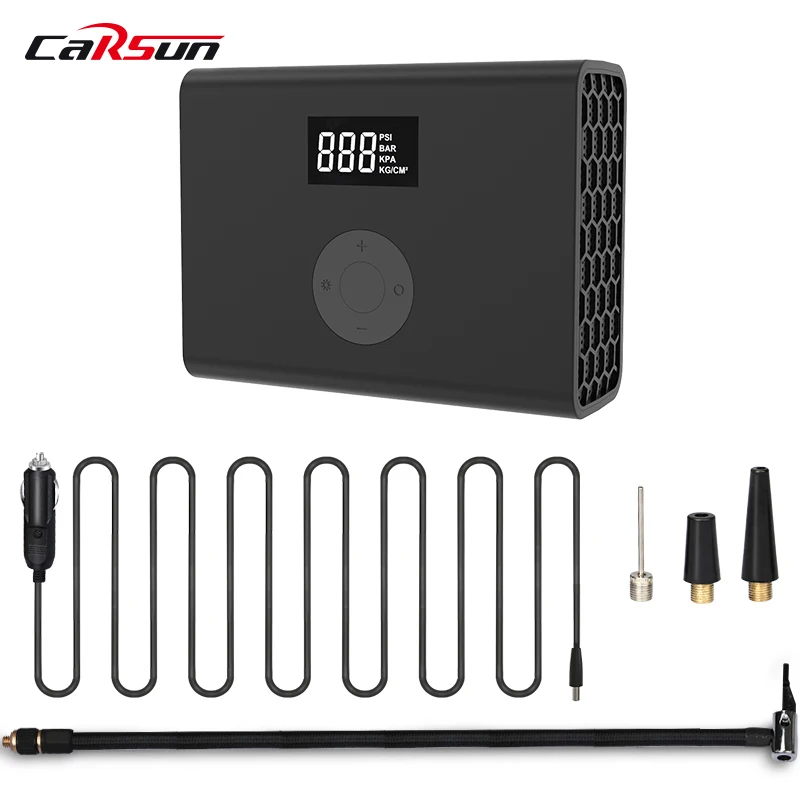 CARSUN Mini Car Tire Inflation Pump Air Compressor 150 PSI DC 12V Auto Pump Portable Electric Mini Tire Inflator