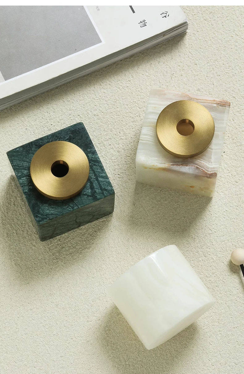 Hot Selling Luxury Natural Marble Stone Square Reed Diffuser Bottle with Packaging Boxes Reed Fragrance Diffuser Sticks Sets