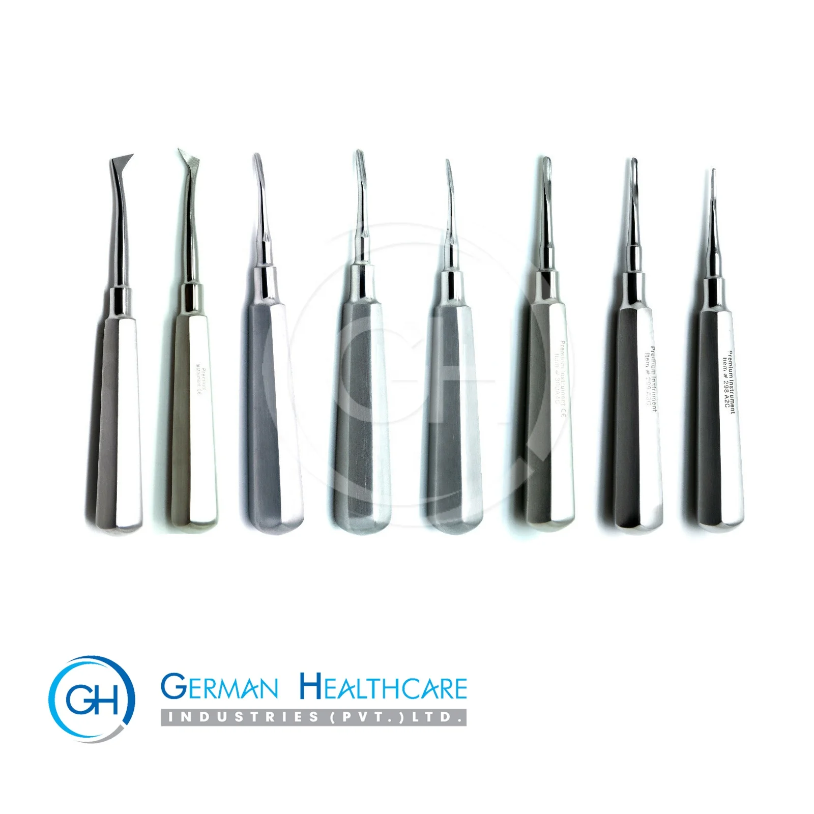 Dental Luxating Elevators SetKit of 8 Pieces (4 Curved and 4 Straight)
