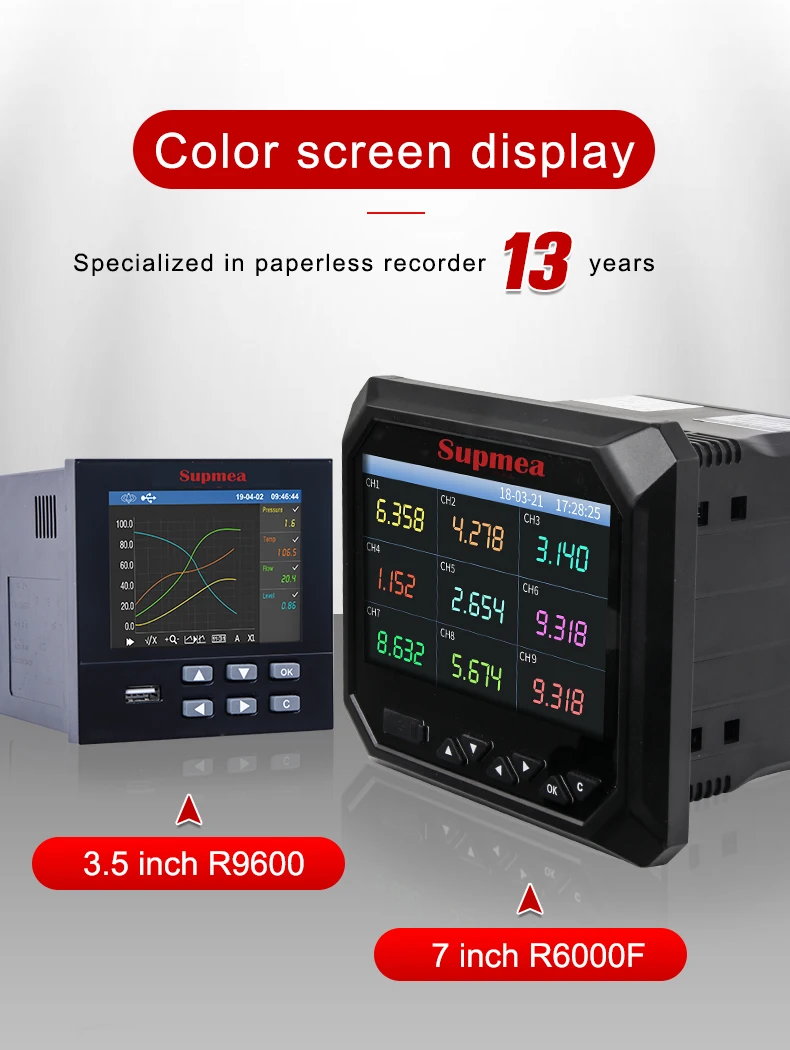 1/2/3/4 channel digital paperless circular chart recorder for pressure, temperature, frequency