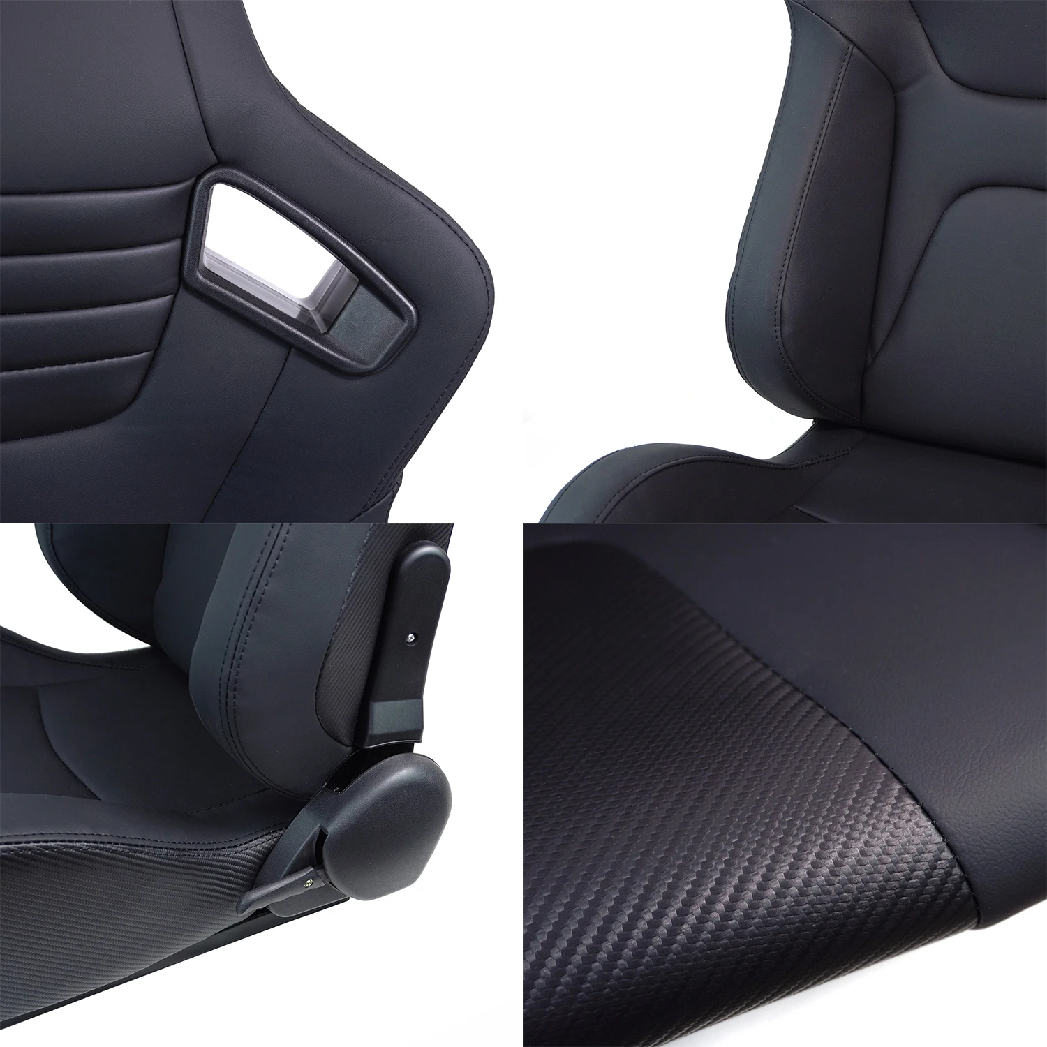 Car Sport Bucket Seat Racing Seat Universal fit for Most Cars Seats PVC Leather 1PCS