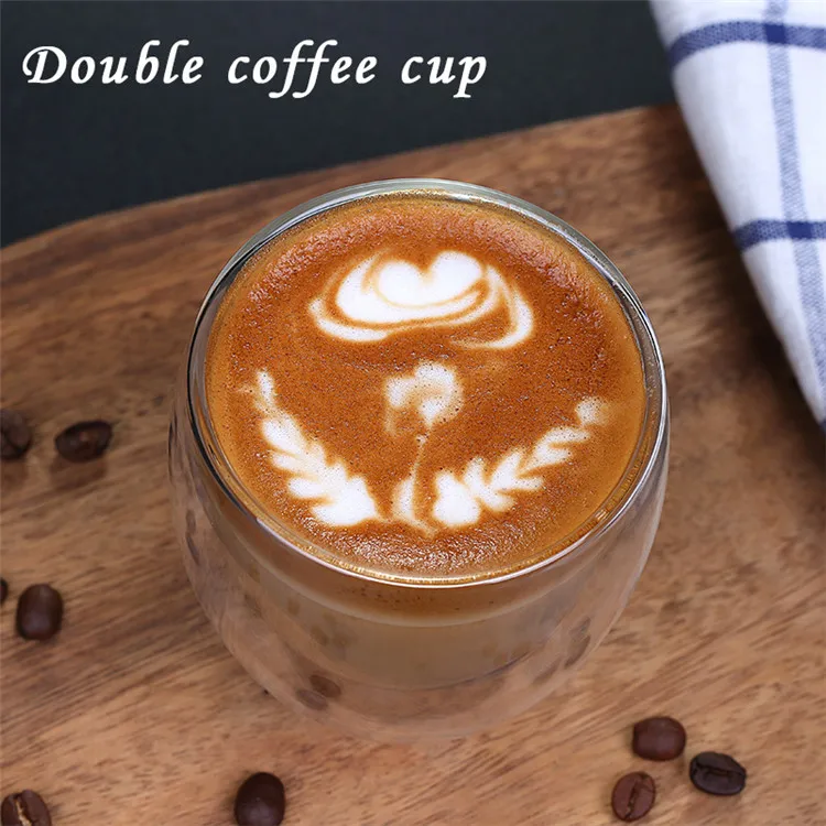 Double Wall Glass 250ml Coffee Cup With LOGO Glass Double Wall Tea Cup Glass Cups