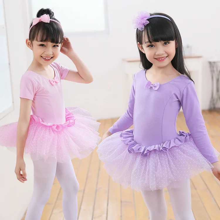 Cheap Girls Skirted Leotard Sparkle Short Sleeve Tutu Ballet Dress Front Lined