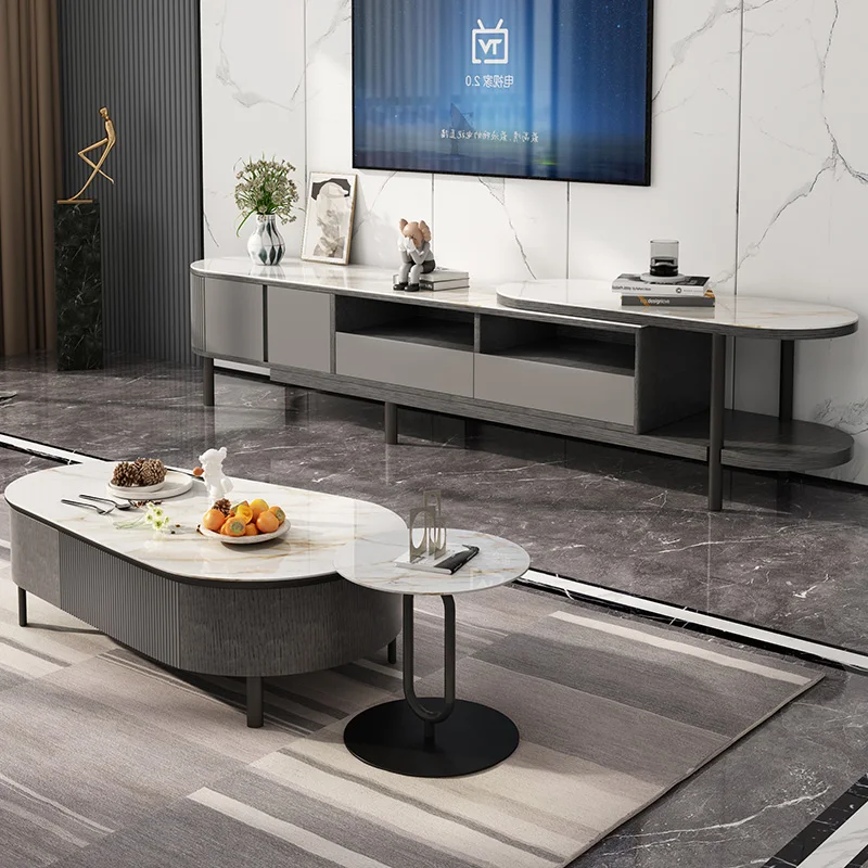 Home Furniture Tea Table And Tv Cabinet Combination Hotel Storage Tv Cabinet Set