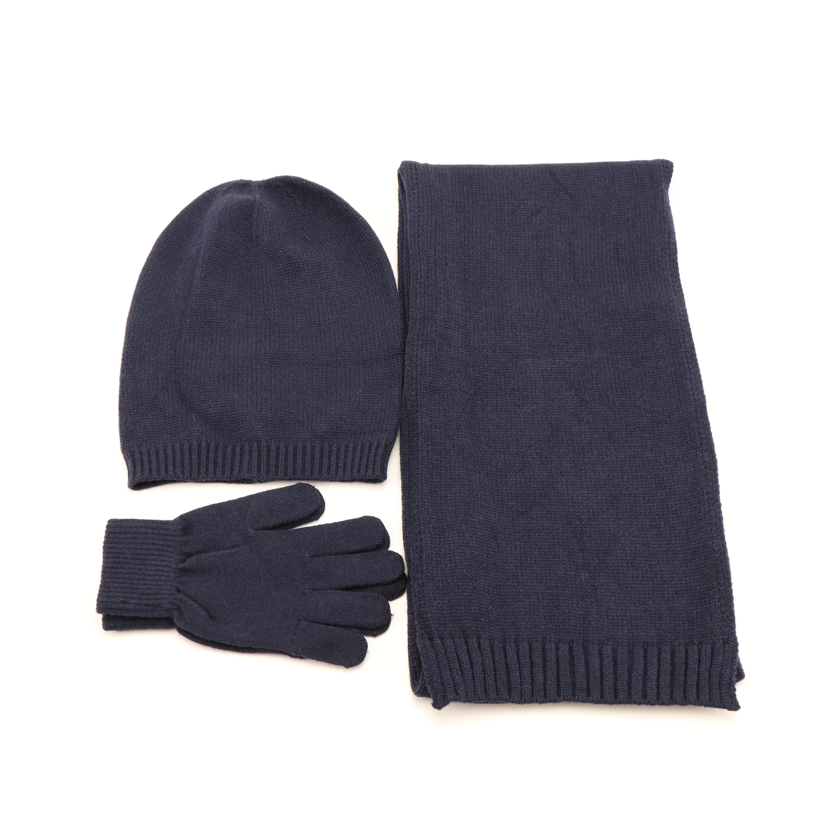 knit factory directly supply hot warm soft smooth feeling elegant popular solid adult knit scarf hat glove set