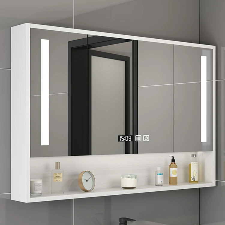 Building House Furniture Wall Mounted Bathroom Sink Cabinet Led Mirror Drawers solid wood Bathroom Cabinet with Vanity