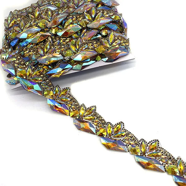 Handmade Iron On Heat Transfer Blue AB resin gems stone Applique Trim carnival craft Jewelry Hot fix Trimming For Costume Making