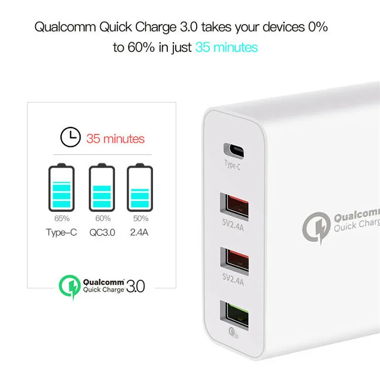  4 порта PD 18 Вт Smart Mult зарядка QC 3 0 USB зарядное устройство адаптер для мобильного
