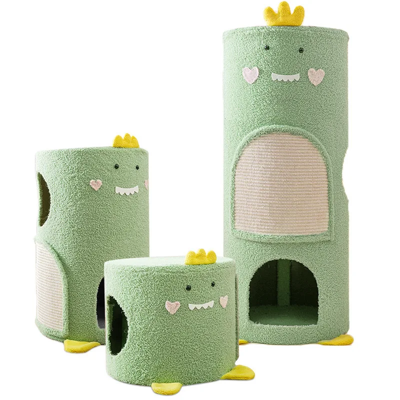 Wholesale Modern Pet Scratching Cardboard Cat House Sisal Luxury Barrel Shaped Pet House Cat Condo Tree Cat  Tree House