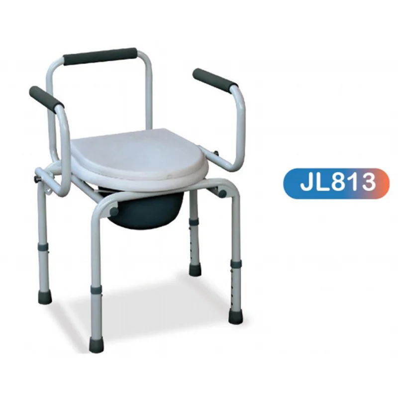 JL813 48cm in width seat size chromed steel frame hospital bedside commode toilet chair