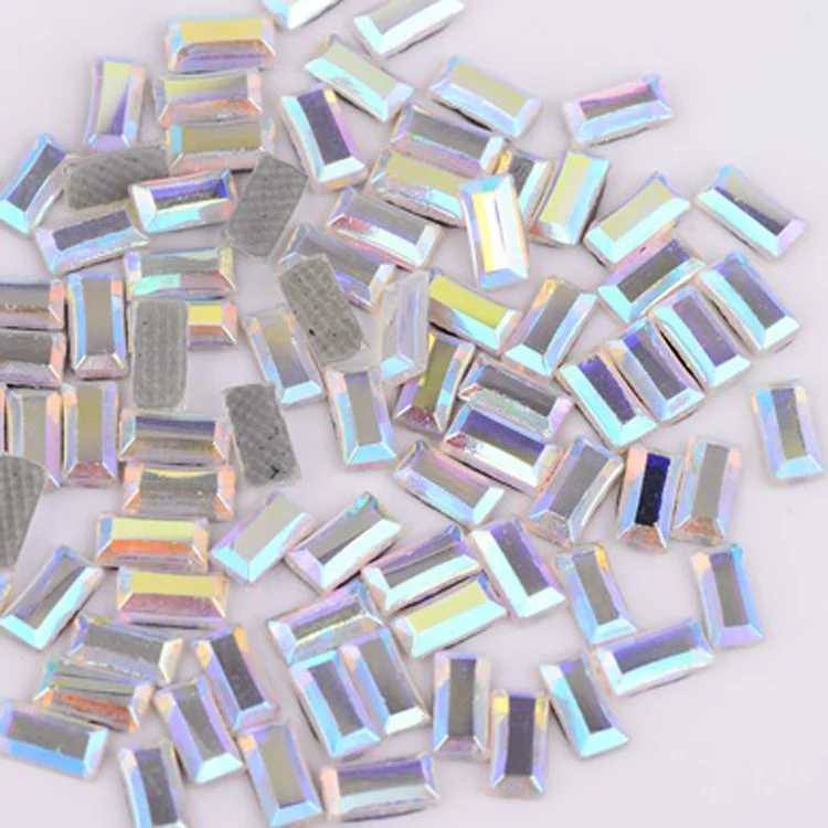 High quality flat back rectangle Mermaid shape K9 crystals rhinestone ab strass korean shape  hotfix rhinestone