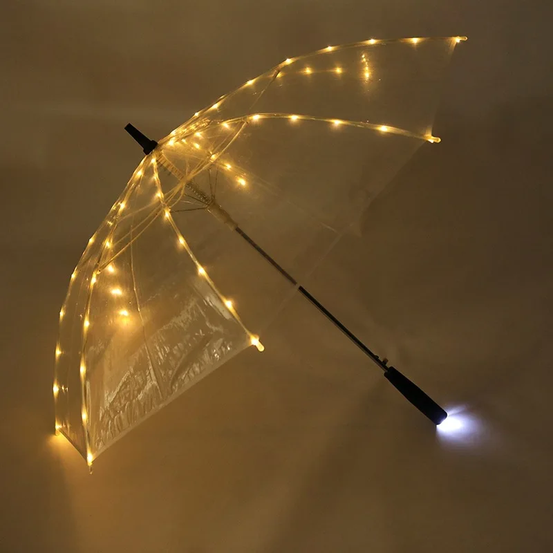 Merchant Direct Sale Hot Selling New Lighting Umbrella Fashion Transparent Led Umbrella With Flashlight