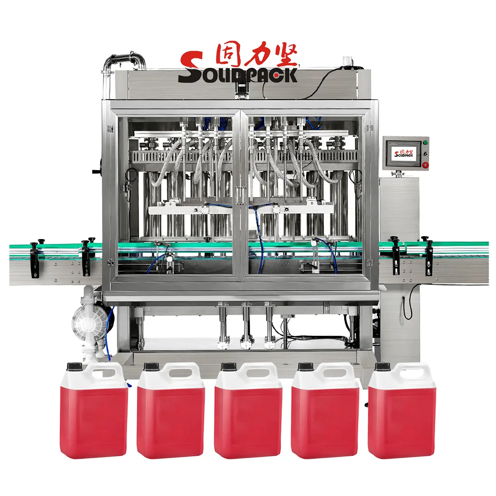 Solidpack automatic glass bottle water Cleaner Liquid 4 Heads Volumetric filling Packing machine 5000
