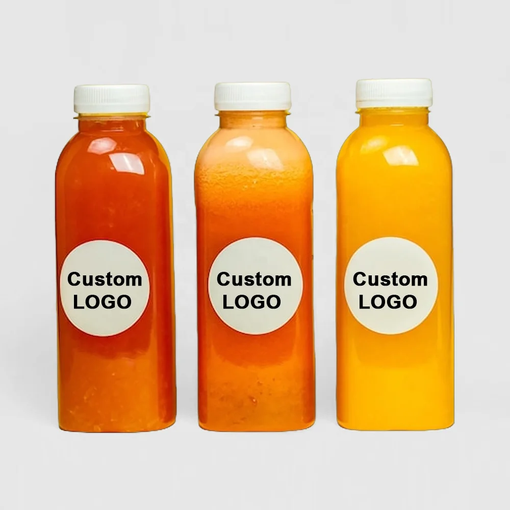 Original PLA RPET Beverage Bottle Full Size 250ml 350ml 500ml 1000ml 1500ml French Square Plastic Juice Bottle