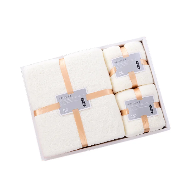 High quality bath towel set gift thick coral fleece deluxe luxury  soft absorbent face towel bath set