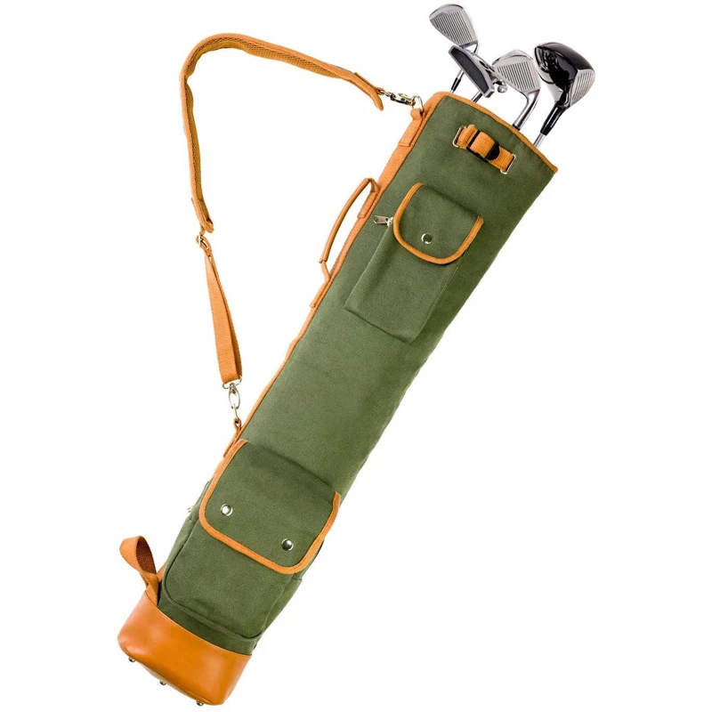 Custom Vintage Canvas and Leather Golf Bag Golf Club Sleeves Bag with Shoulder Strap Golf Carrier Bags