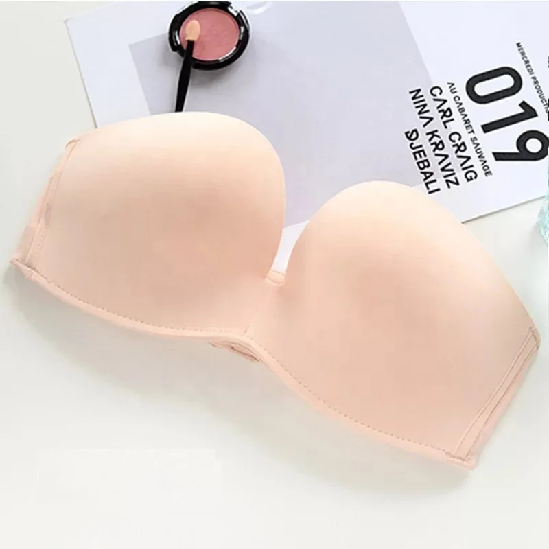 
1908 Plus Size Women Anti-slip Sexy Wireless Anti-skid Lace Fancy Girl Backless Tube Top Invisible Strapless Push Up Bra 