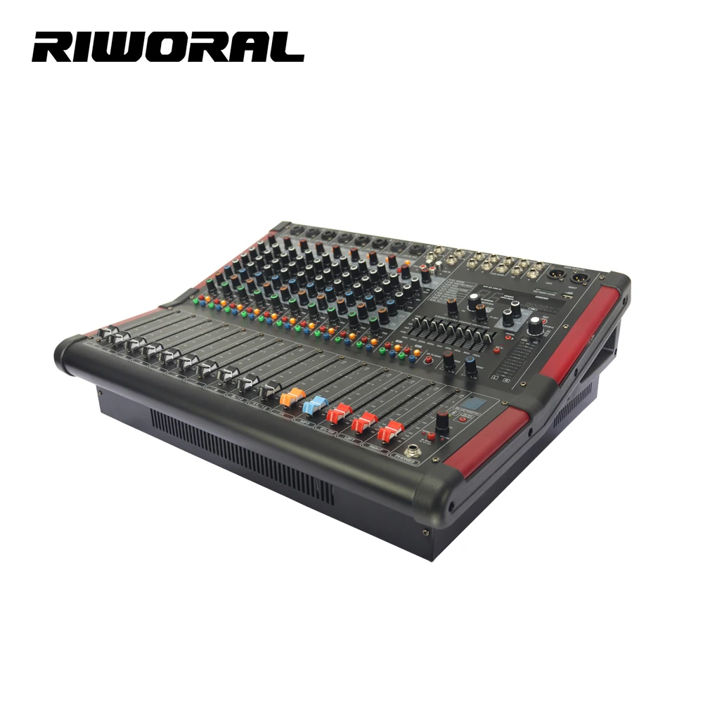 GB12D 12 channel 99 DSP power mixer effect sound console professional digital echo mixer power amplifier
