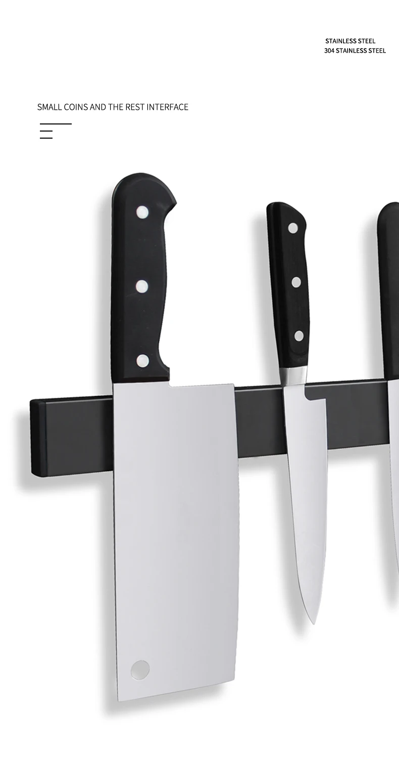 Подгонянный магнитный держатель ножа блок из нержавеющей стали черный держатель ножа для кухни
