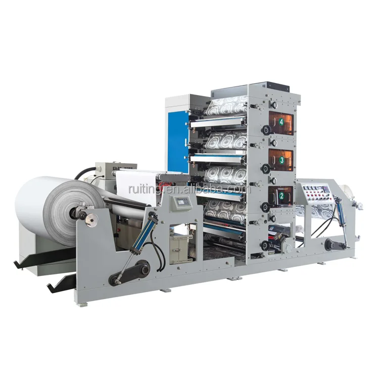 RTRY-950 Paper Cup Fan 4 Color IR dryer Printer double face print Sticker Labels Flexo Printing Machine