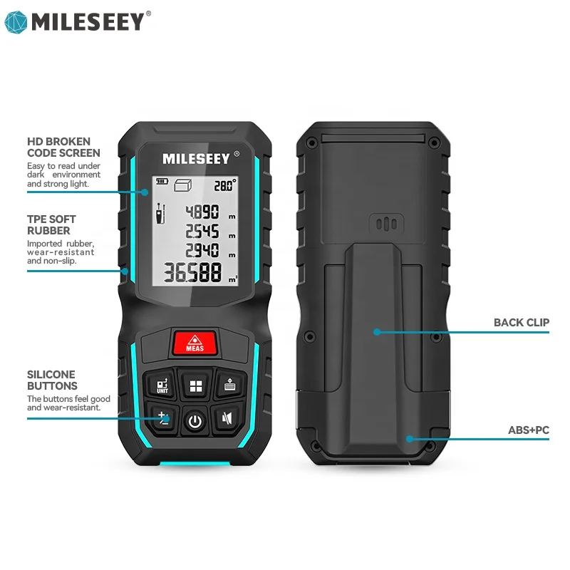 G2 Mileseey High Precision Removable Pocket Clip Handheld Smart Digital 100M Laser Measure Distance