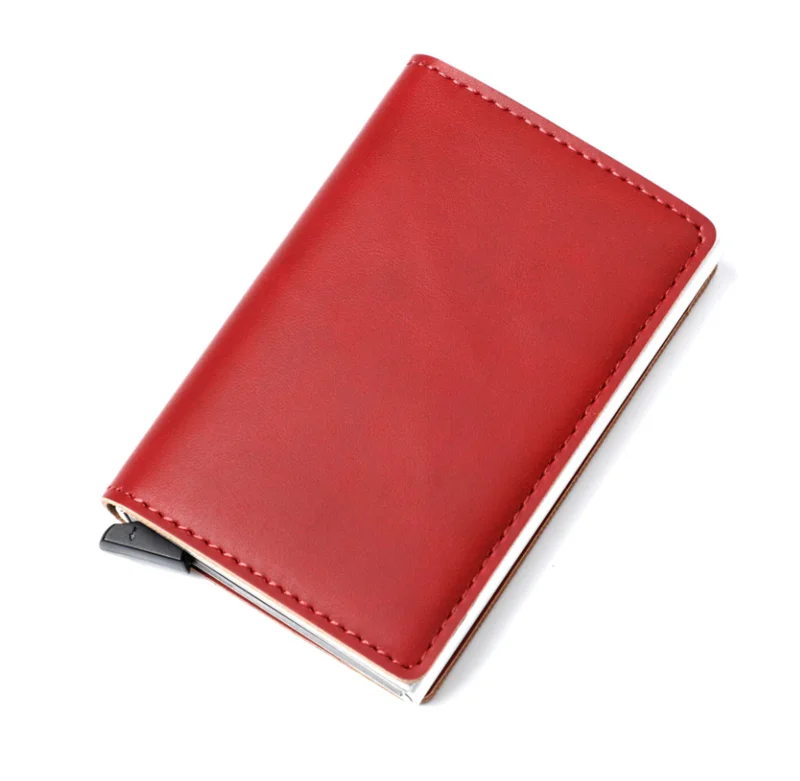 RFID Blocking Aluminum Credit Cards Holder Purse With PU Leather Wallet European Style For Mens Business Gifts